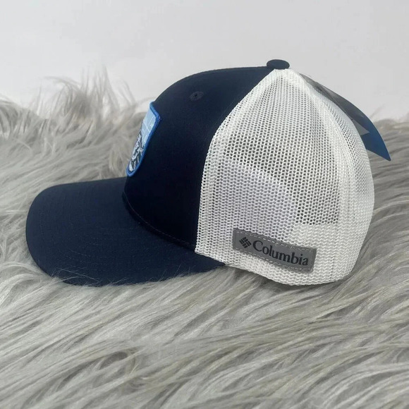 Columbia Hat Navy Blue White Mesh Snapback Baseball Cap Hiking Outdoor Range New - Picture 7 of 13